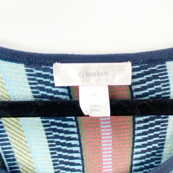 CJ Banks 2X Plus Womens Multicolor 90s Style Vertical Stripe Pullover Sweater - Picture 4 of 7